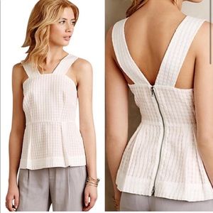 Anthropologie Maeve White Peplum Blouse